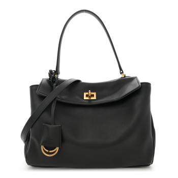 BALENCIAGA Natural Smooth Calfskin Small Rodeo Top Handle Handbag Black