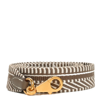 HERMES Toile Swift 25mm Sangle Cavale Shoulder Strap Gris Pale Etoupe