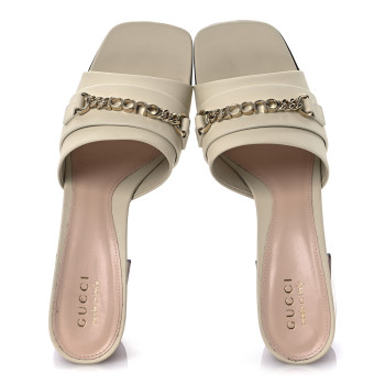 GUCCI Calfskin Signoria 75mm Slide Sandals 39.5 New Ivoire