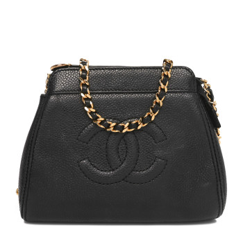 CHANEL Caviar Timeless CC Mini Chain Bag Black