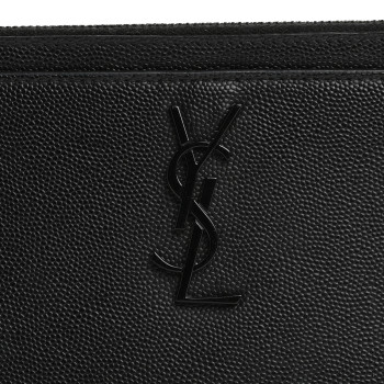 SAINT LAURENT Grain De Poudre Monogram Monochrome Bill Pouch  Black