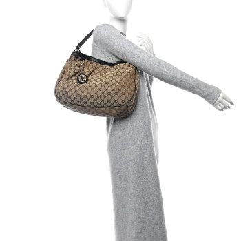 GUCCI Monogram Medium Sukey Hobo Dark Brown