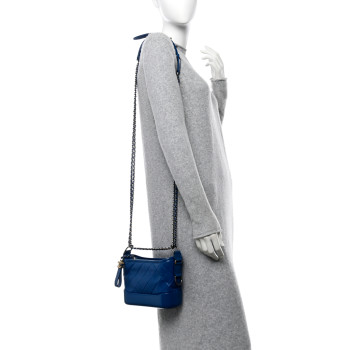 CHANEL Aged Calfskin Quilted Small Gabrielle Hobo Blue