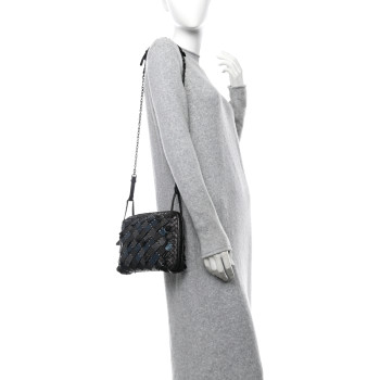 BOTTEGA VENETA Nappa Intrecciato Fringe Studded Nodini Crossbody Messenger Multicolor