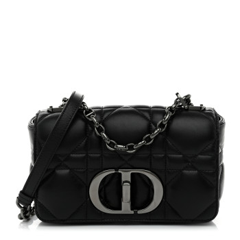 CHRISTIAN DIOR Calfskin Macrocannage Small Caro Bag Black