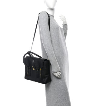 3.1 PHILLIP LIM Textured Calfskin Medium Pashli Satchel Black