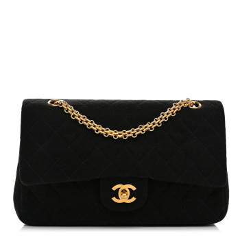 CHANEL Jersey Quilted Small Double Flap Black