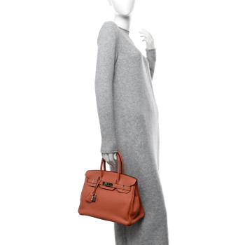HERMES Taurillon Clemence Birkin 30  Rose Thé