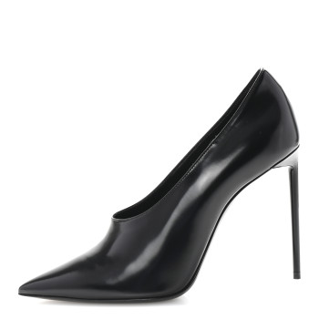 SAINT LAURENT Patent Calfskin Teddy High Vamp 105 Pumps 39 Black
