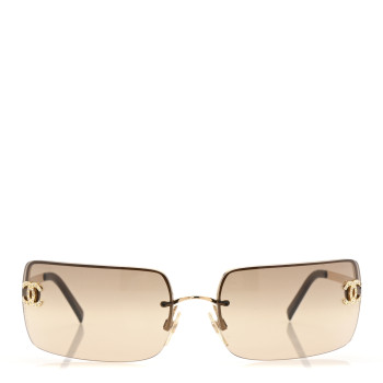 CHANEL Crystal CC Logo Sunglasses 4104-B Gold