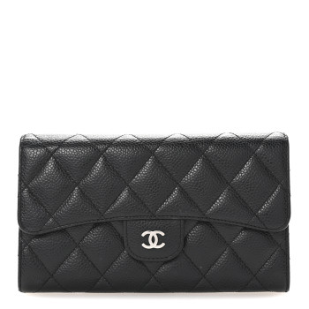 CHANEL Caviar Quilted Large Flap Wallet Black