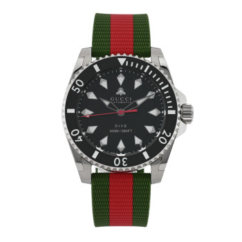 GUCCI Stainless Steel Rubber 40mm Dive Automatic Watch Black