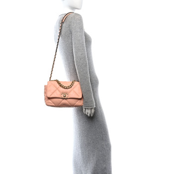 CHANEL Lambskin Quilted Medium Chanel 19 Flap Light Pink
