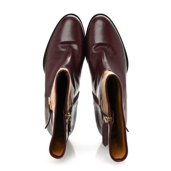 GUCCI Monogram GG Mignon Quentin Granada Kid Ankle Boots 37.5 Vintage Bordeaux Dusty Brown