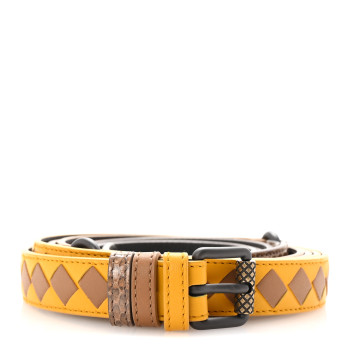 BOTTEGA VENETA Nappa Snakeskin Intrecciato Wrap 20mm Belt Cammello