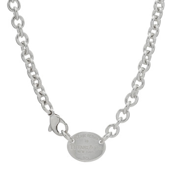 TIFFANY Sterling Silver Return to Tiffany Oval Tag Choker Necklace