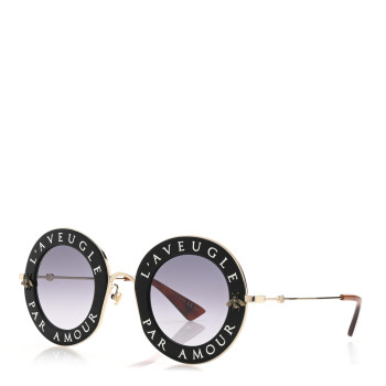 GUCCI Metal L'Aveugle Par Amour Round Frame Sunglasses GG0113S Black