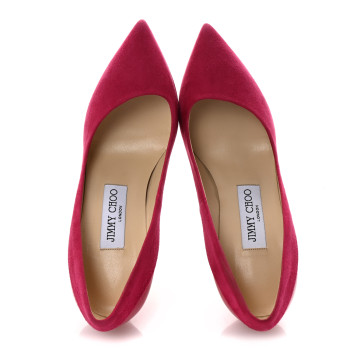 JIMMY CHOO Suede Patent Calfskin Rudy Pumps 35.5 Raspberry