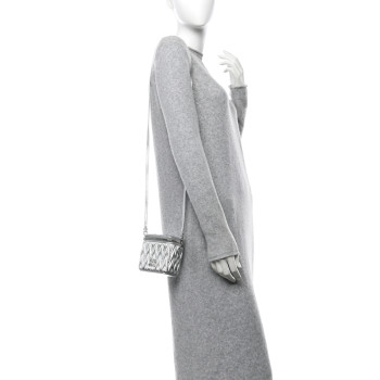 MIU MIU Metallic  Nappa Matelasse Micro Vanity Case Silver