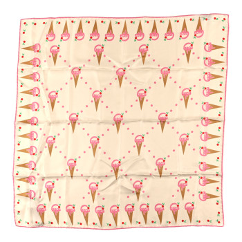 GUCCI Silk Monogram Ice Cream Square Scarf White