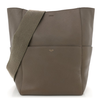 CELINE Soft Grained Calfskin Sangle Bucket Bag Taupe