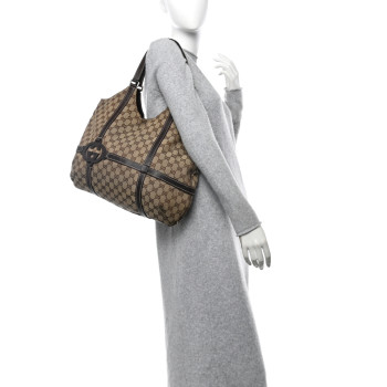 GUCCI Monogram GG Royal Hobo Dark Brown