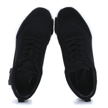 HERMES Goatskin Suede Goatskin Bouncing Sneakers 38 Black