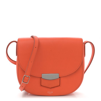 CELINE Grained Calfskin Small Trotteur Orange