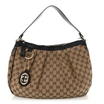 GUCCI Monogram Medium Sukey Hobo Dark Brown
