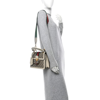 GUCCI GG Supreme Monogram Small Queen Margaret Top Handle Bag White