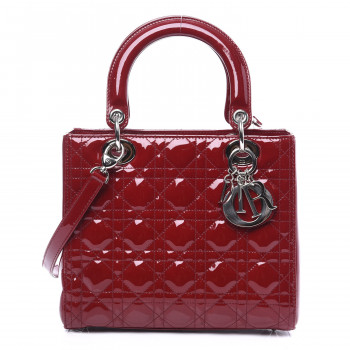 CHRISTIAN DIOR Patent Cannage Medium Lady Dior Red CHRISTIAN DIOR Patent Cannage Medium Lady Dior Red
