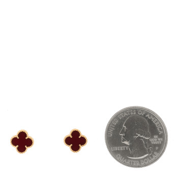 VAN CLEEF & ARPELS 18K Rose Gold Carnelian Sweet Alhambra Earrings