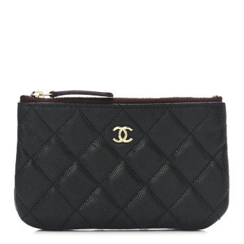 CHANEL Caviar Quilted Small Cosmetic Case Black