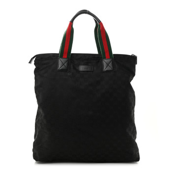 GUCCI GG Monogram Large Web Handle Vertical Tote Black
