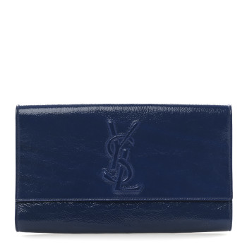 SAINT LAURENT Textured Patent Monogram Large Belle De Jour Clutch Clutch