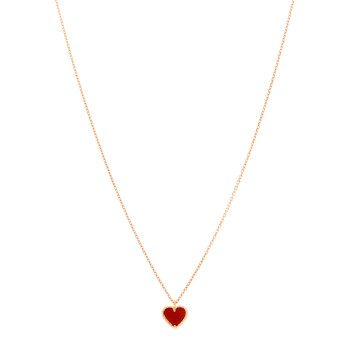 VAN CLEEF & ARPELS 18K Rose Gold Carnelian Sweet Alhambra Heart Pendant Necklace
