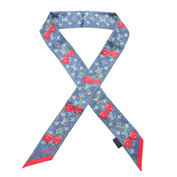 LOUIS VUITTON LV X TM Silk Monogram Cerises Bandeau  Denim Blue