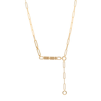 HERMES 18K Yellow Gold Diamond PM Kelly Chaine Lariat Necklace ST