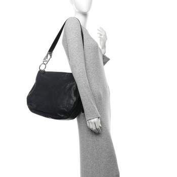 BURBERRY Grainy Calfskin Medium Knight Bag Black