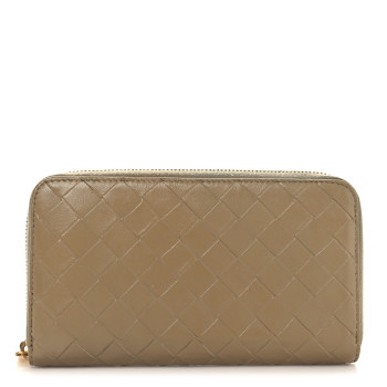 BOTTEGA VENETA Nappa Intrecciato Zip Around Wallet Taupe