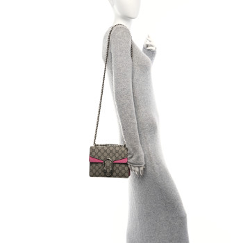 GUCCI Supreme Monogram Mini Dionysus Shoulder Bag Pink