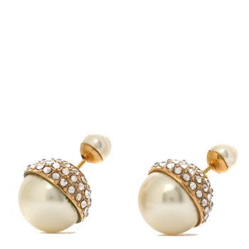 CHRISTIAN DIOR Crystal Pearl Dior Tribales Earrings Gold