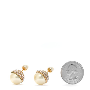 CHRISTIAN DIOR Crystal Pearl Dior Tribales Earrings Gold