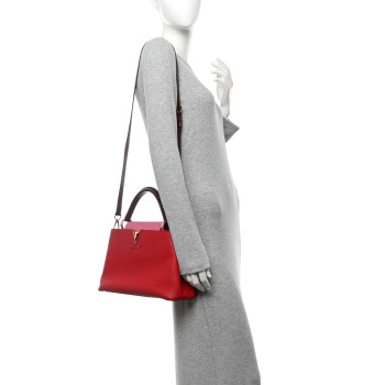 LOUIS VUITTON Taurillon Multicolor Capucines PM Rouge Carmine
