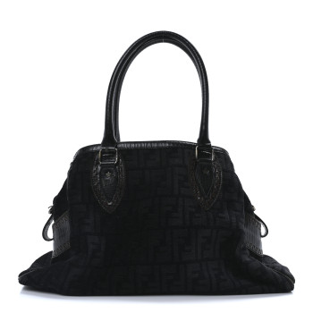 FENDI Velvet Zucca Bag De Jour Black