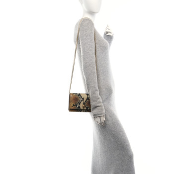 ALEXANDER MCQUEEN Calfskin Snakeskin Embossed Skull Mini Crossbody Bag Brown