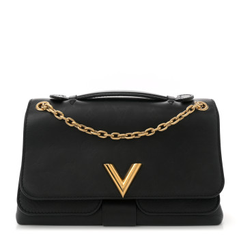 LOUIS VUITTON Monogram Cuir Plume Ecume Very Chain Bag Black