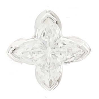 LOUIS VUITTON 18K White Gold Diamond .35ct LV Star Cut Single Stud Earring