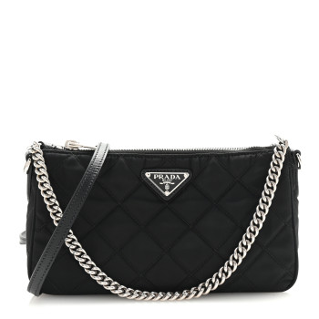 PRADA Nylon Tessuto Impuntu Quilted Crossbody Bag Black