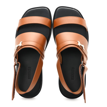 HERMES Calfskin Womens Henrio Sandals 40 Naturel